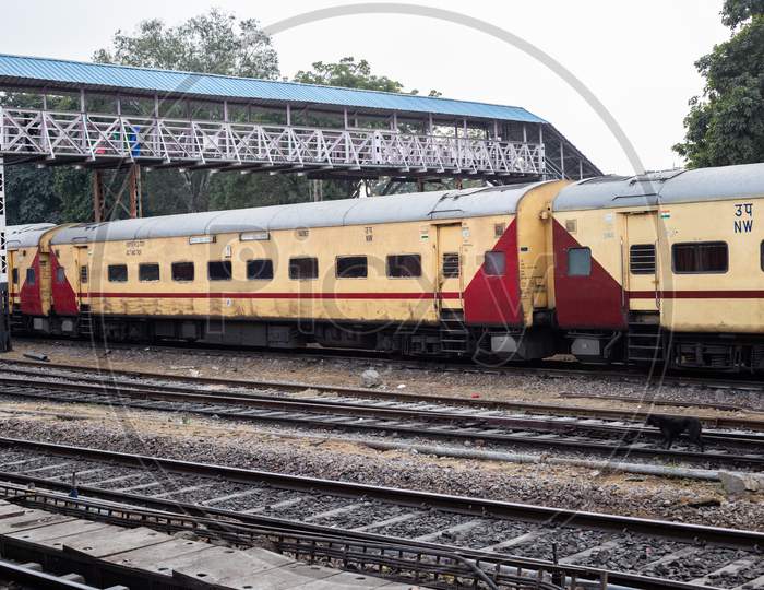 Indian Railways, The Trains halted At The Station.