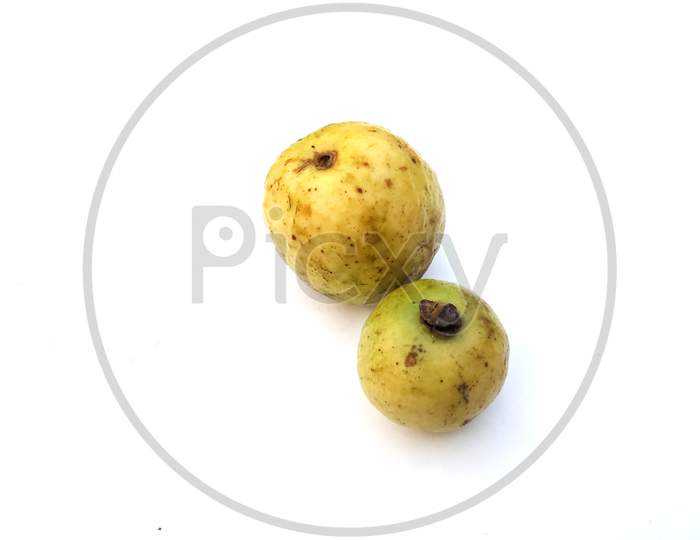 a fresh yellow sweet guava isolated on white background