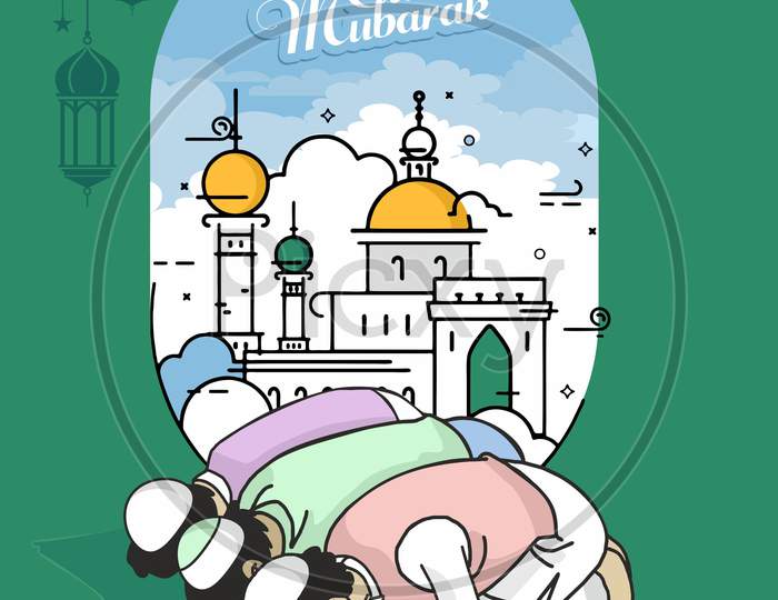 design for Muslim festival Eid Mubarak illustration