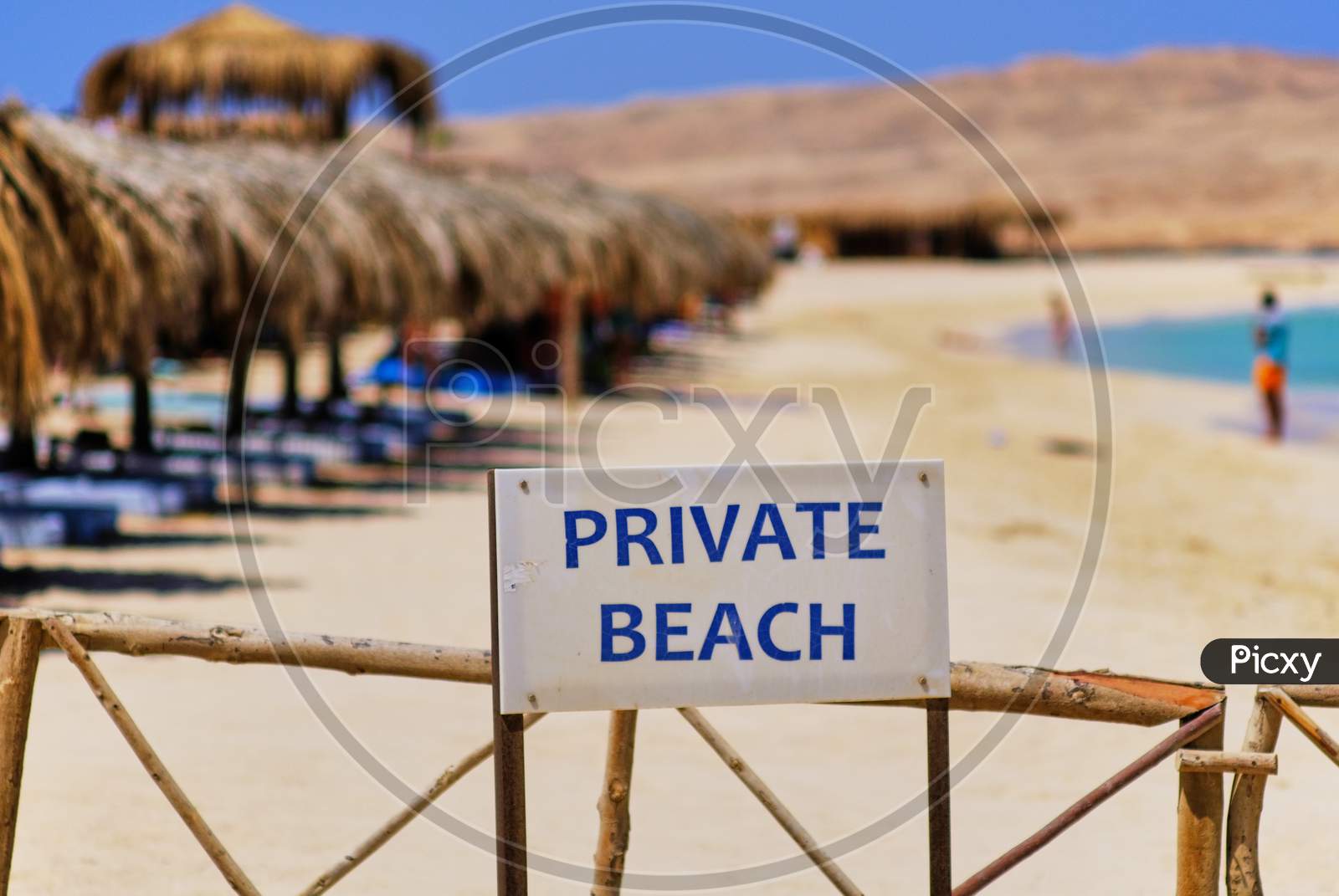Private Beach Sign On A Beautiful White Sandy Beach