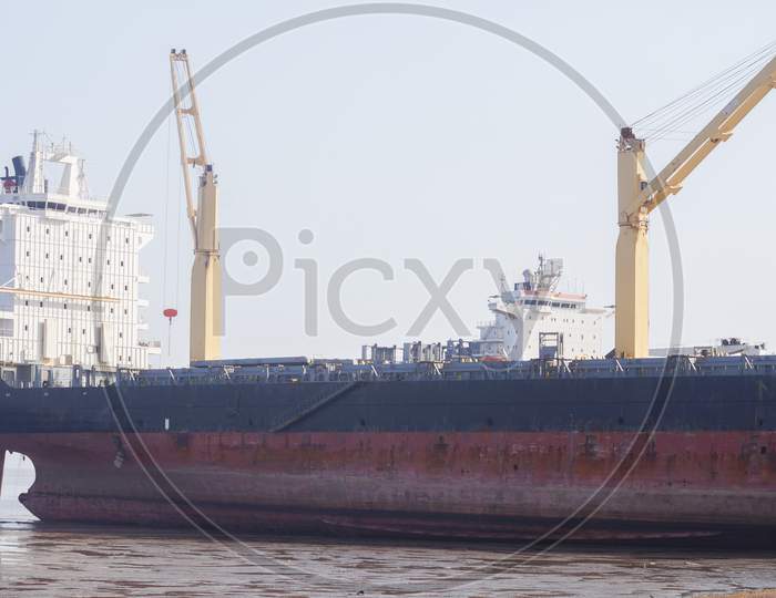 The empty cargo ship at alang port