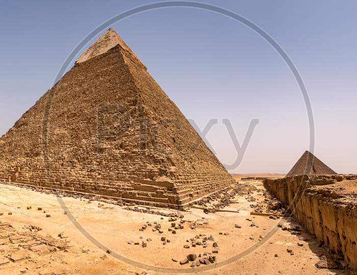 Panoramic View Of The Giza Plateau In Cairo, Egypt