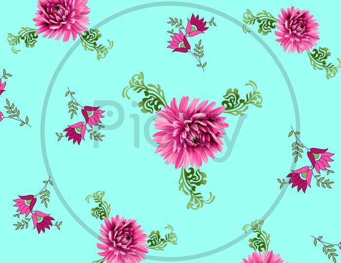Beautiful Floral Design With Sky Background