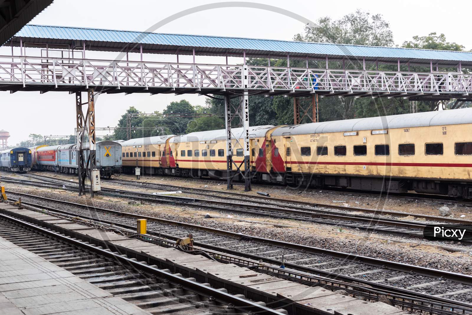 Indian Railways, the Trains halted At The Station.