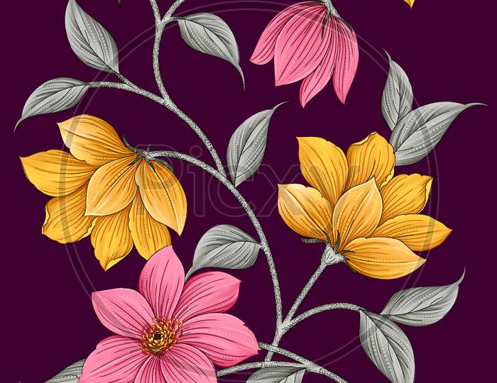 Textile Flower Design Motif Background