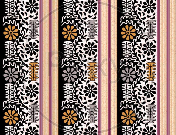 Seamless Abstract Floral And Stripe Background