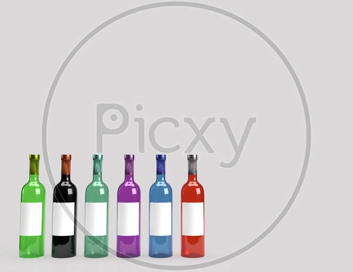 Download Image Of 3d Render Of Different Colored Foil Sealed Frosted Glass Wine Bottle In Solid Pastel Yellow Background With No Label For Product Mockup Mj354972 Picxy Yellowimages Mockups