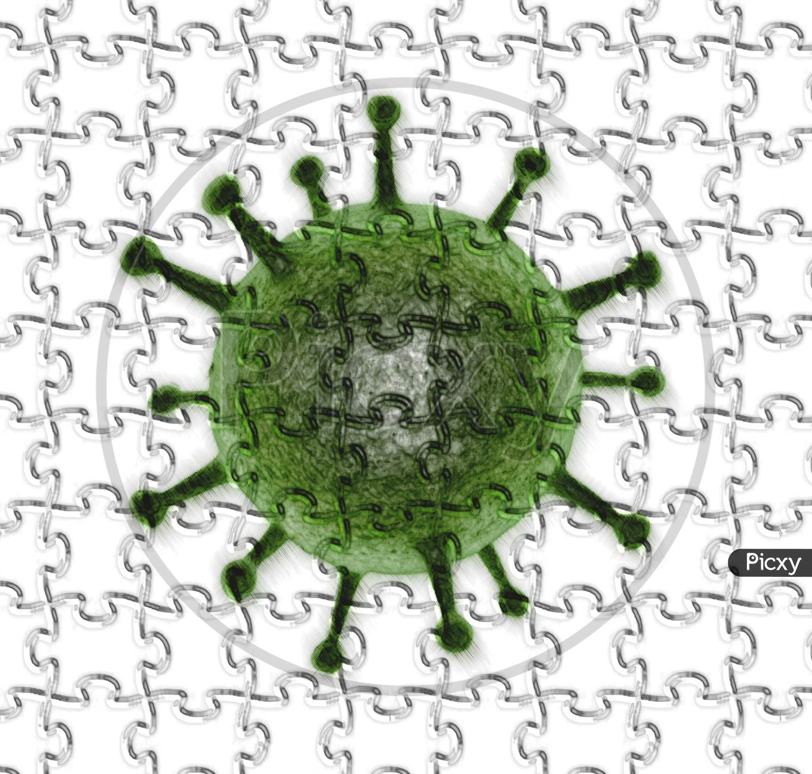 Illustration of a corona virus with sketch effects