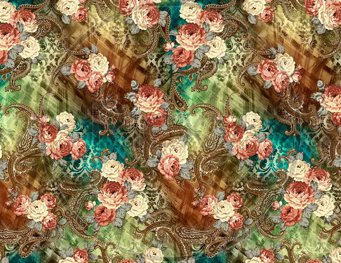 Flower Pattern With Digital Background