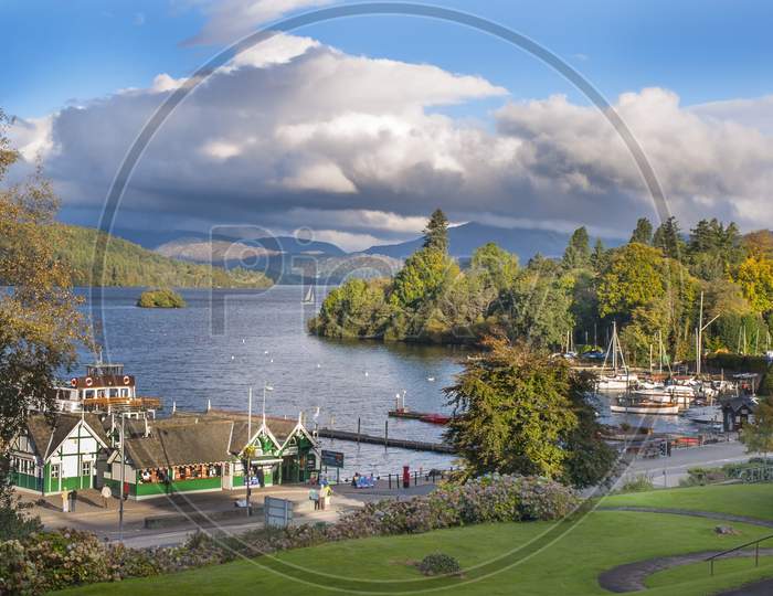 Bowness in Windermere, looking over the lake in Cumbria,