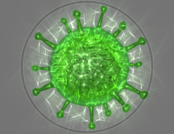 Illustration of a corona virus with kirlian aura photography