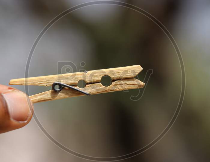 Wooden Cloth Clip Which Is Used In Drying Washed Clothes