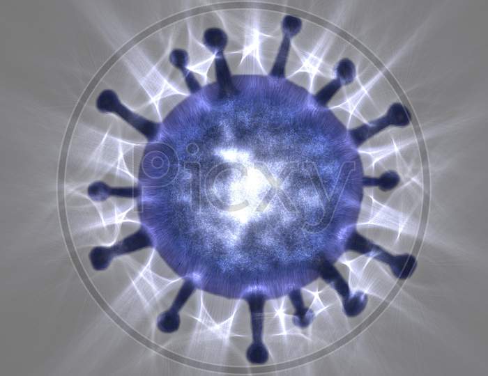 Illustration of a corona virus with kirlian aura photography