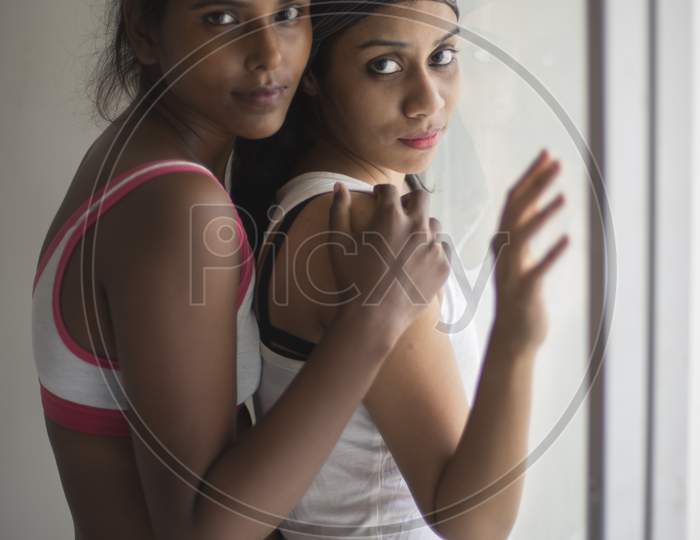 Image Of A Beautiful And Young Indian Bengali Lesbian Couple In Sports