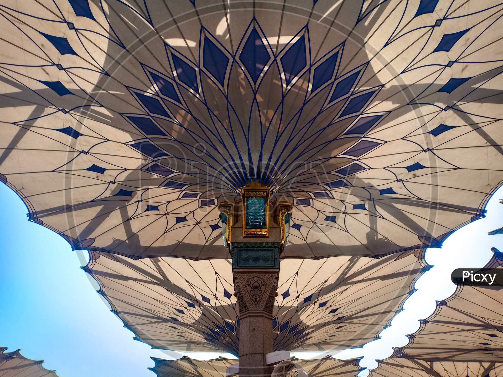 Automatic biggest umbrella in masjid madina saudi arabia