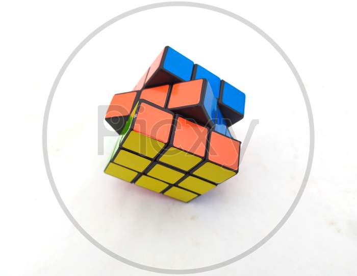 multi color Cube for playing isolated  on a white background
