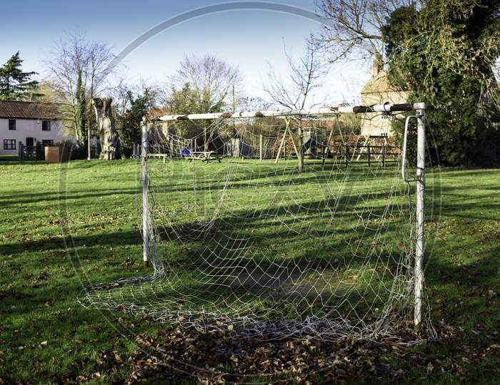 Football Goal On Village Green.