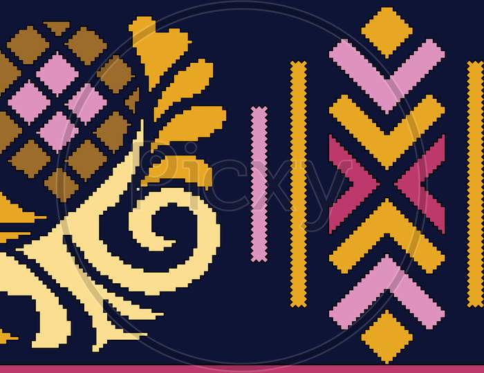 Traditional Peacock Design Border Background