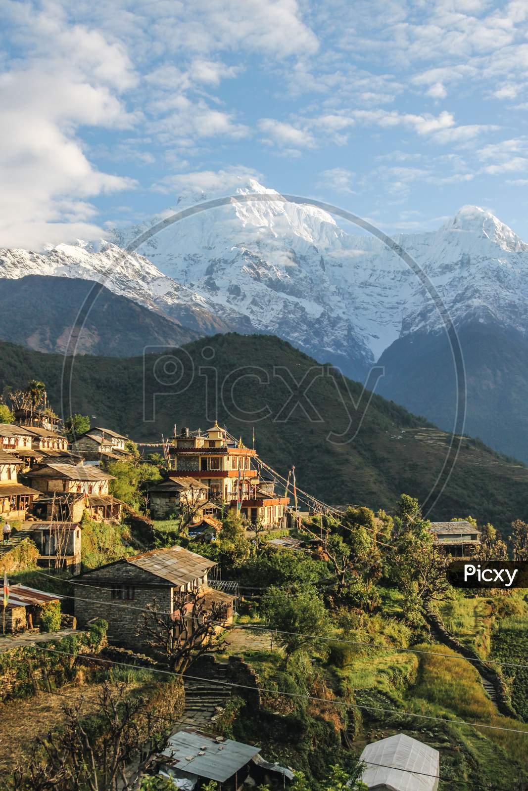 beautiful village of Nepal, Tourist area in Annapurna, Narchyang, Nepal