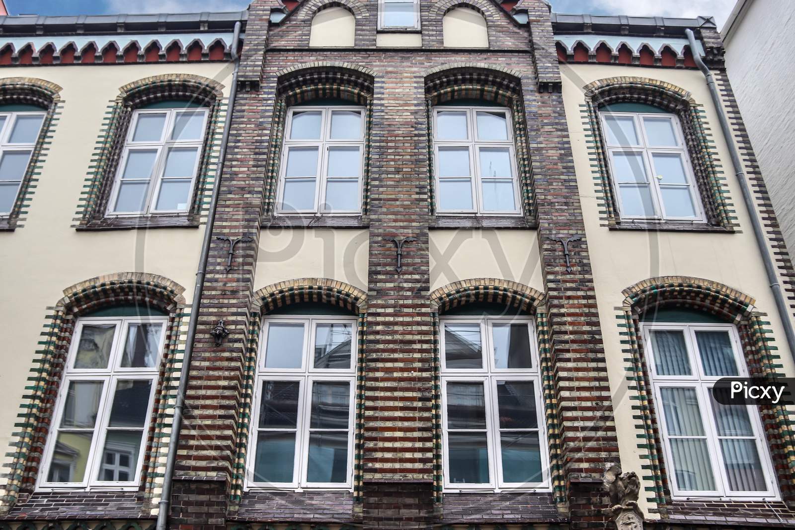 Beautiful old architecture of facades found in the small town Flensburg in northern Germany