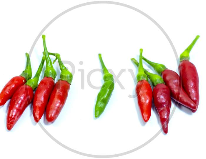 some red and green chili peppers