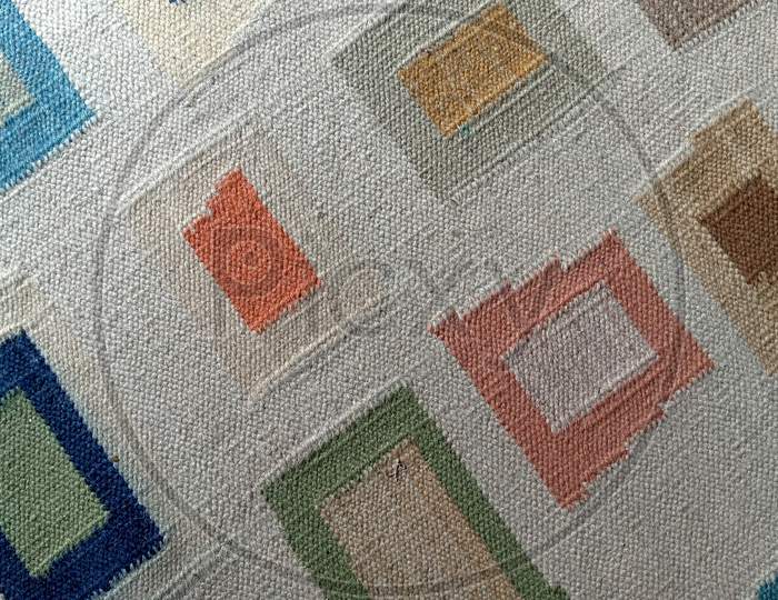 Carpet weave texture closeup , Indian handicraft