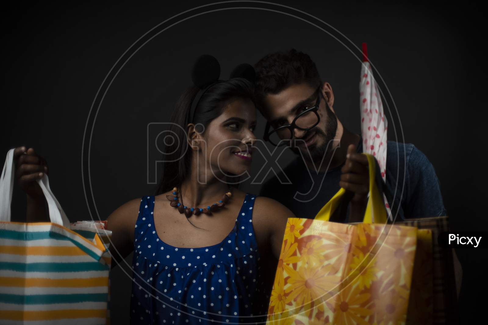 Image Of A Dark Skinned Indian African Girl Floral Western Dress And A Kashmiri European Arabian