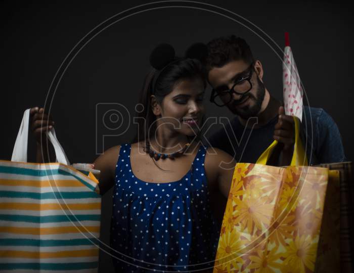 Image Of A Dark Skinned Indian African Girl Floral Western Dress And A Kashmiri European Arabian