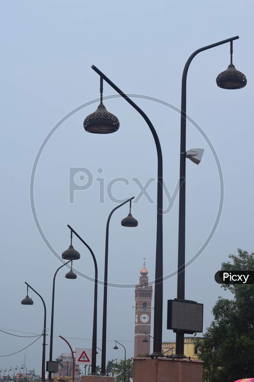 Lucknow/India - May 7, 2020: old famous bara imambara fort in lucknow, with blue sky