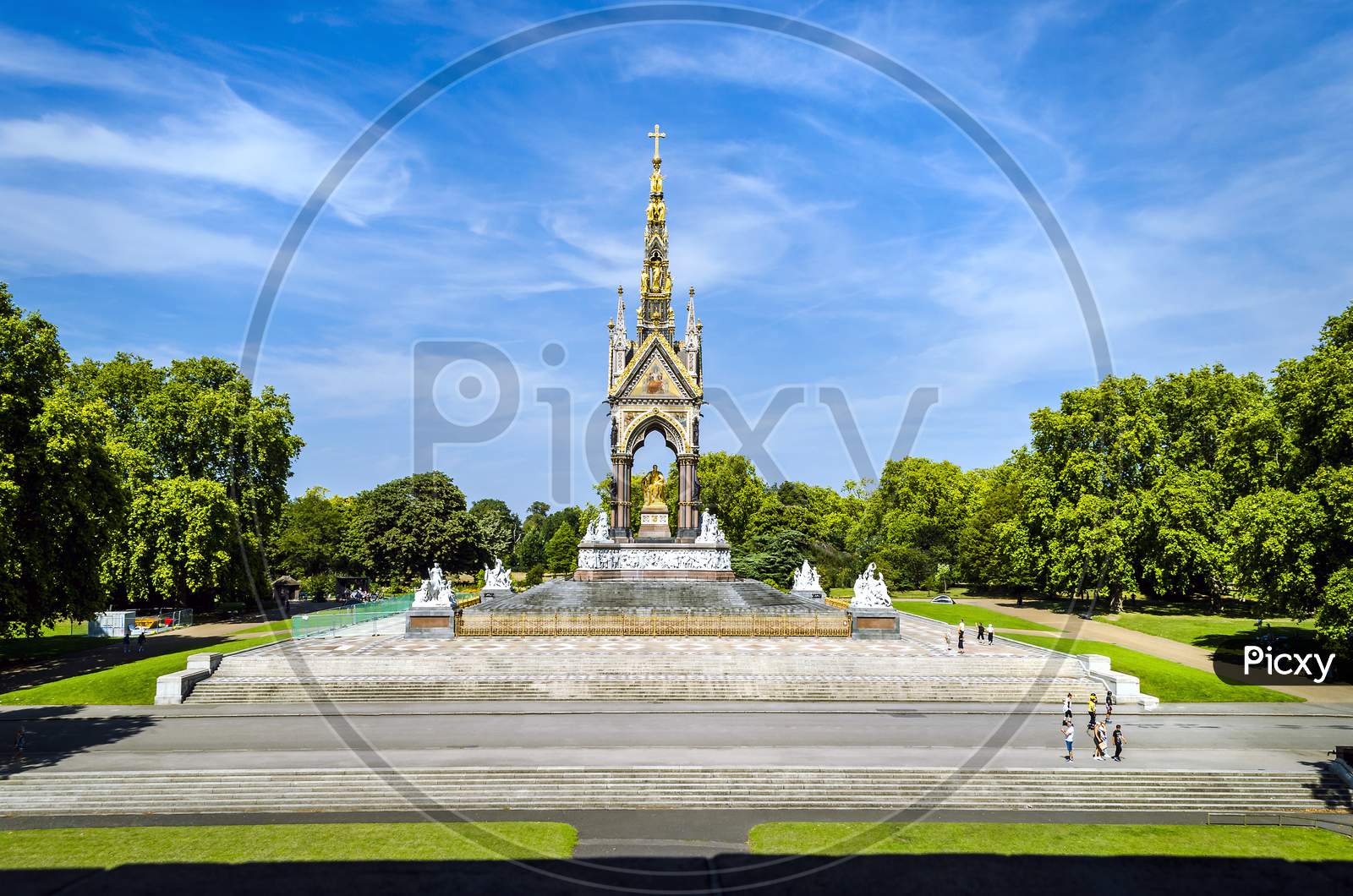 The Albert Memorial opposite the Royal Albert Hall is in Kensington Gardens London