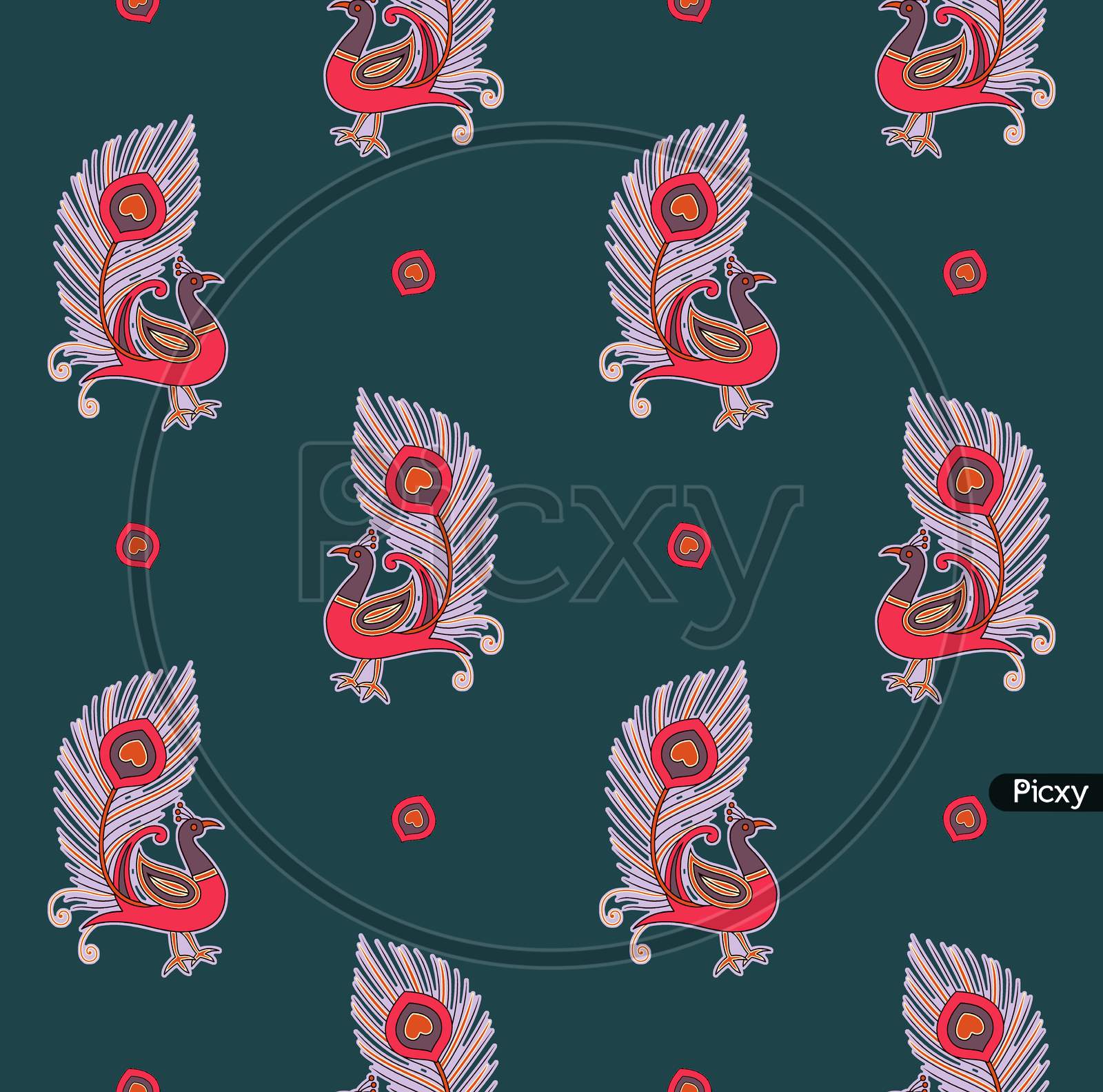 Seamless Colorful Peacock Design Pattern Background