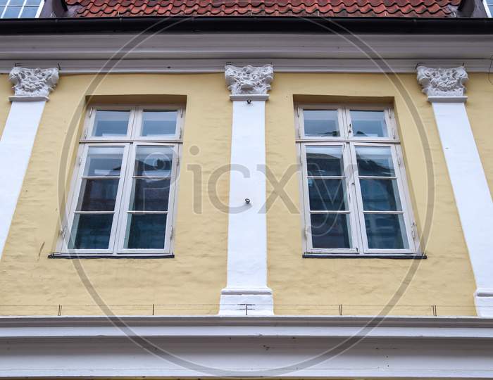 Beautiful old architecture of facades found in the small town Flensburg in northern Germany