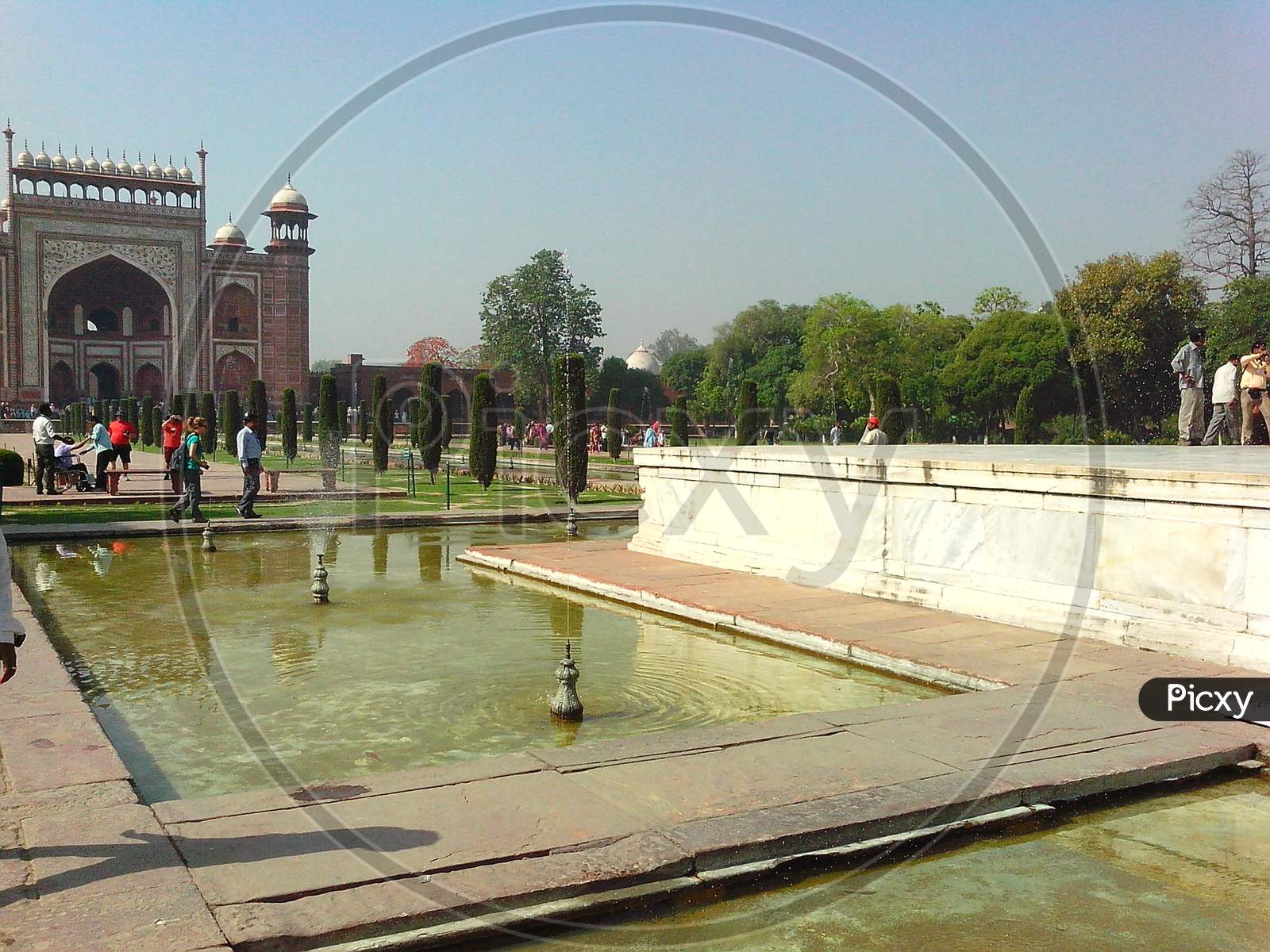 fountain in the park garden of Agra India