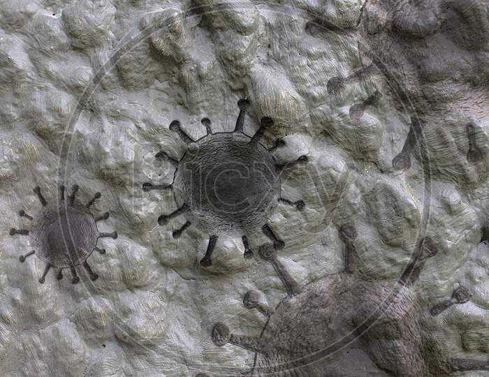 Old stone and rock textures with some virus fossil virus visualization