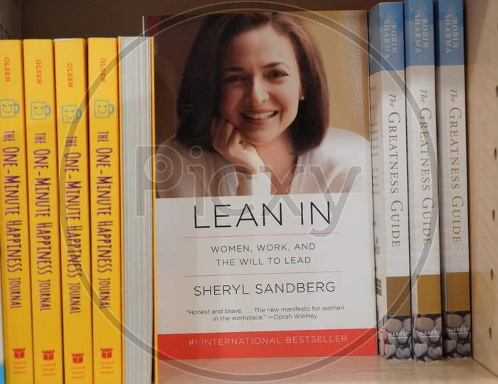 Dubai Uae December 2019 Lean In Book By Sheryl Sandberg Coo Of Facebook Displayed For Sale At Book Store. Book Showcased For Sale.