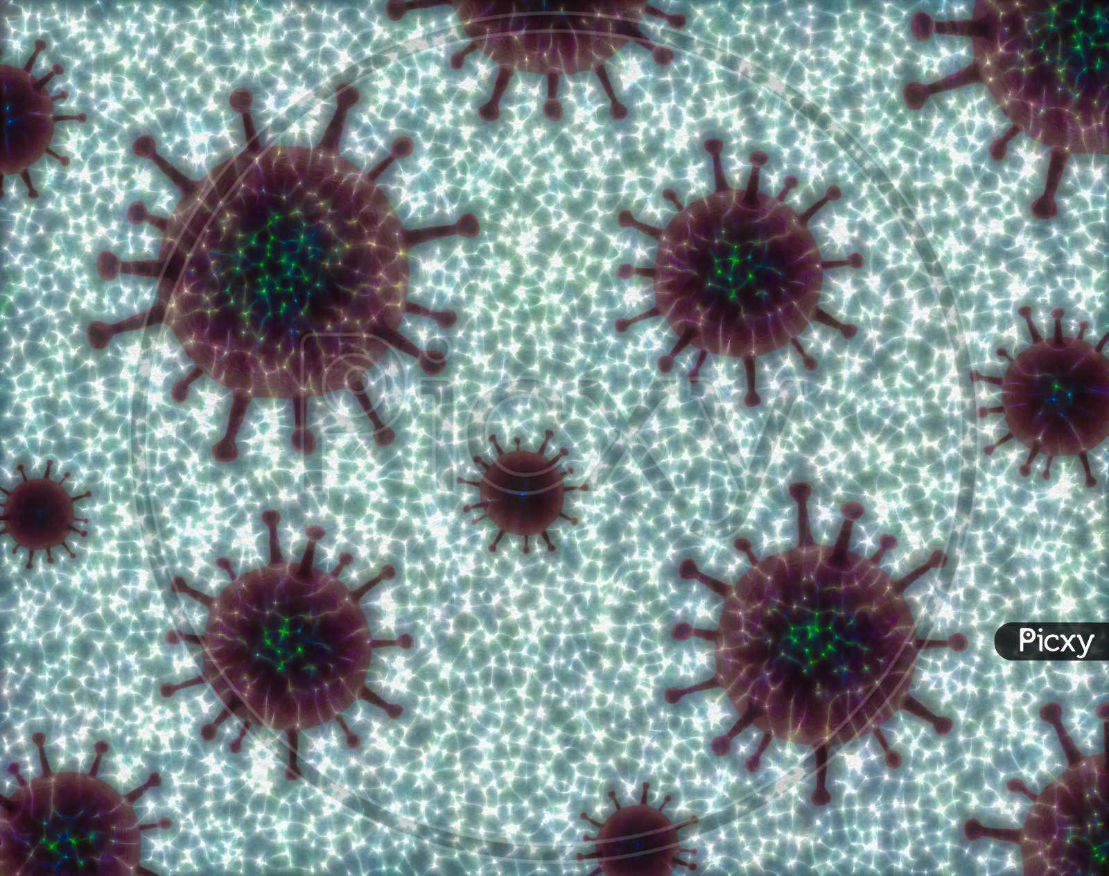 Illustration of some corona virus with  aura simulation