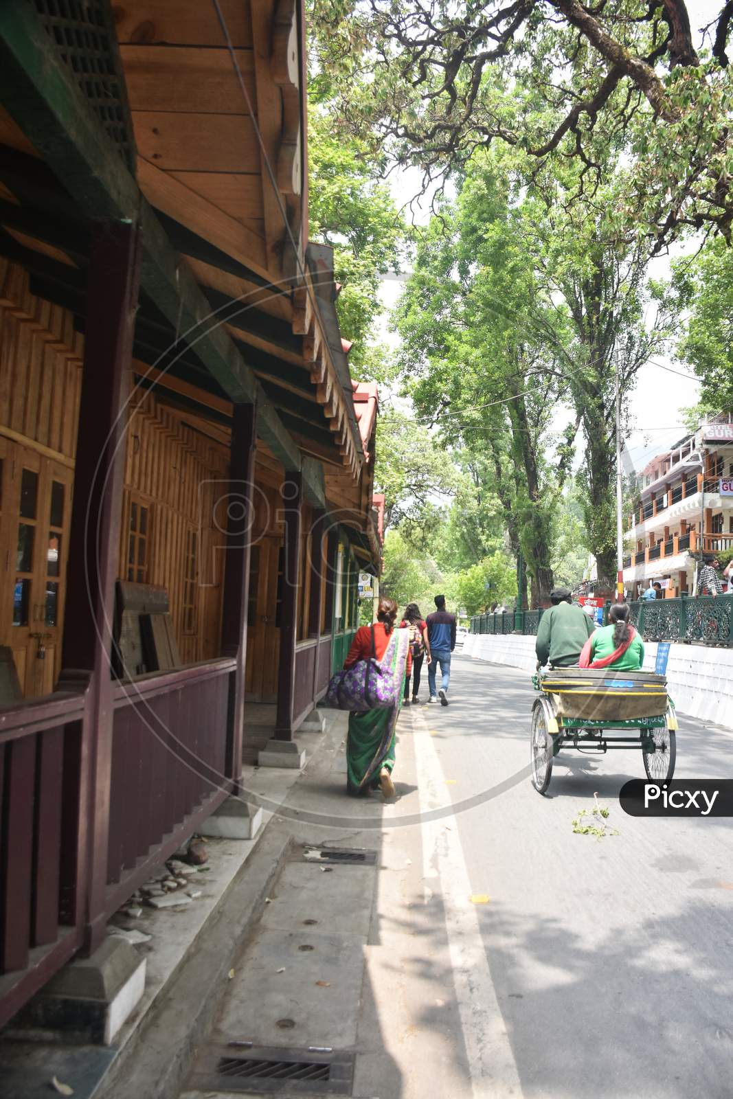 Nainital/India - May 7, 2020: people walking in mall road in nainital