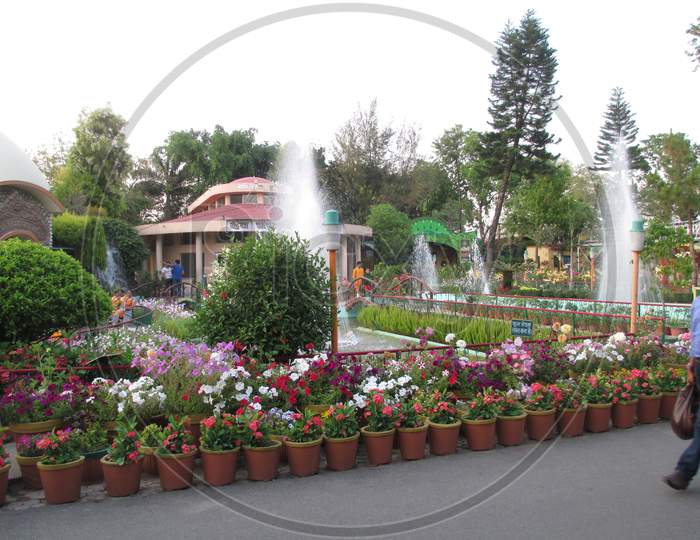 fountain in park garden