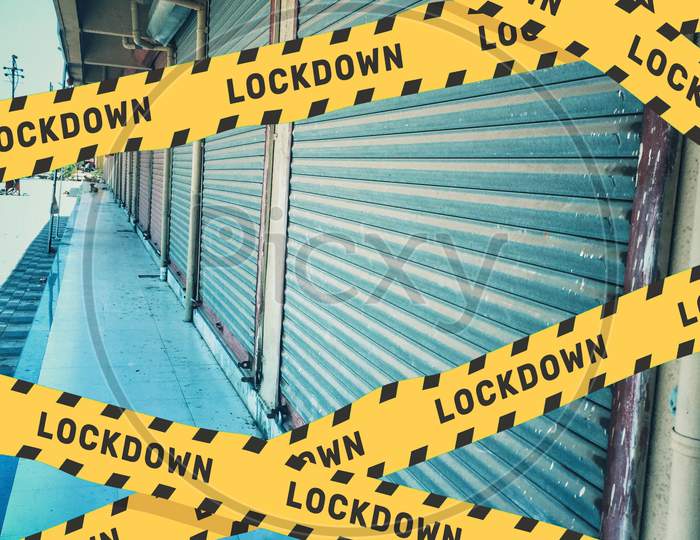 Lockdown Yellow Tape. Stay Home Stat Safe