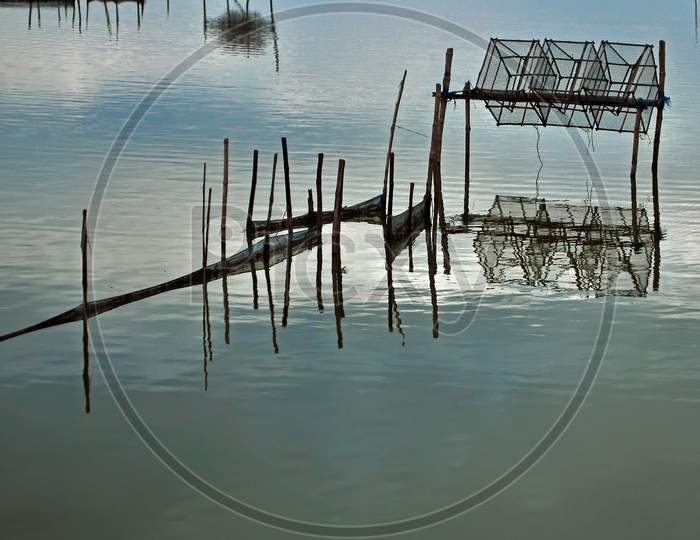 bamboo fishing trap at rural west bengal abstract photography