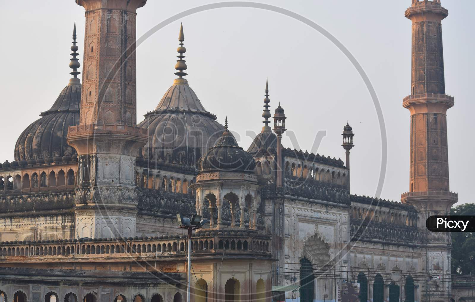 Lucknow/India - May 7, 2020: old famous bara imambara fort in lucknow, with blue sky