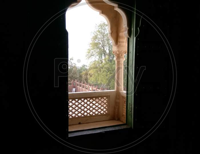 View of windows outside Jaswant Thada in Jodhpur