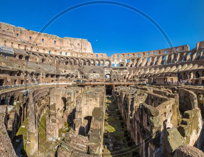 Arena Of Flavian Amphitheatre (Colosseum) In Rome, Italy