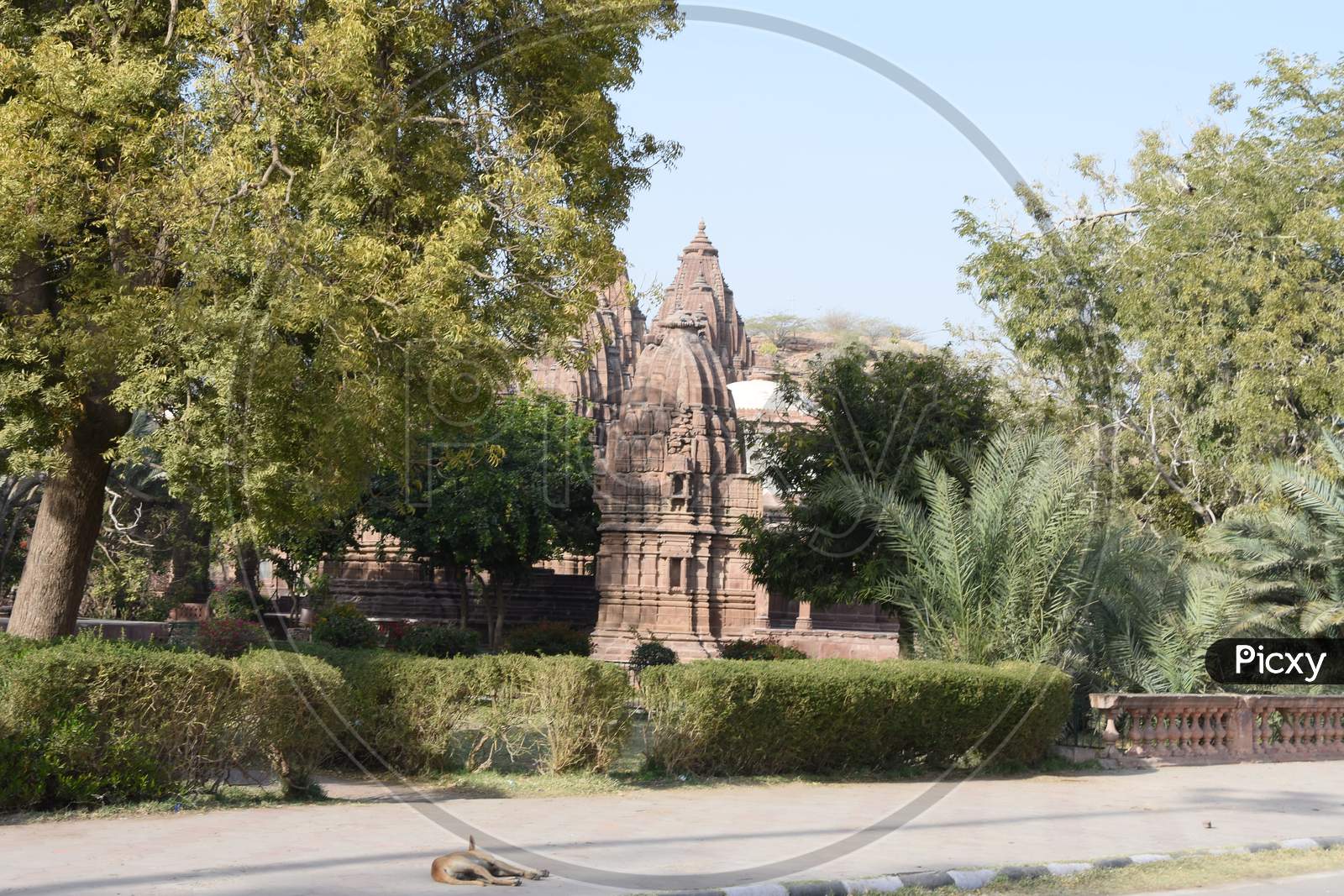 Beautiful view of temple and artwork of Mandore Garden of Jodhpur