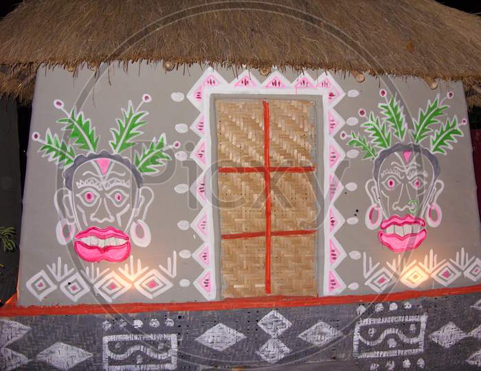 Hut Decoration Of A Hut In Tribal Festival