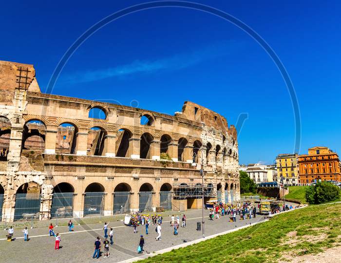 Ruins Of Colosseum Or Flavian Amphitheatre In Rome