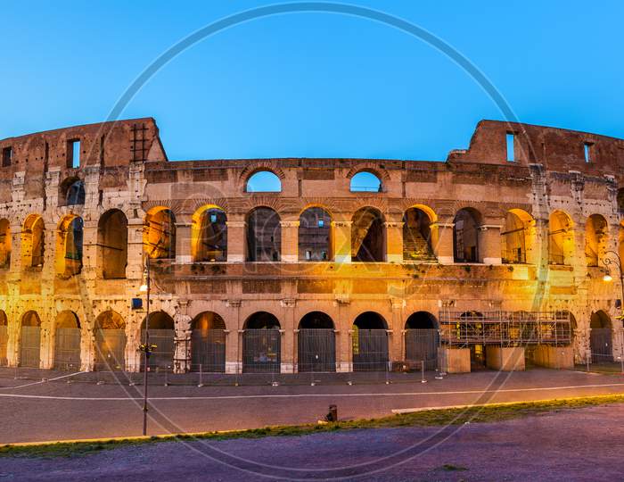 Evening View Of The Colosseum In Rome