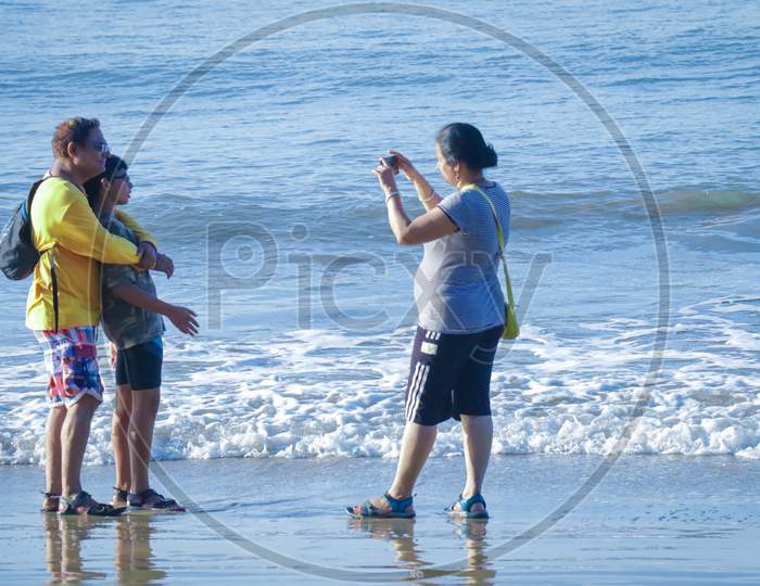 A family at a beach