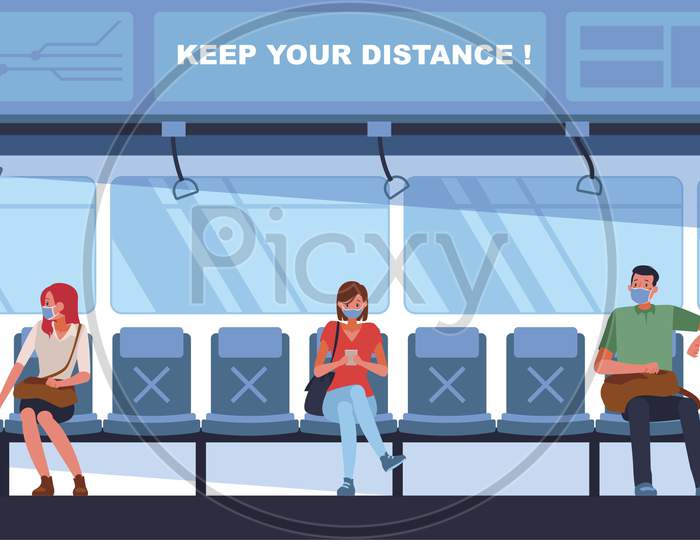 keep your distance in public transport for covid-19 corona virus