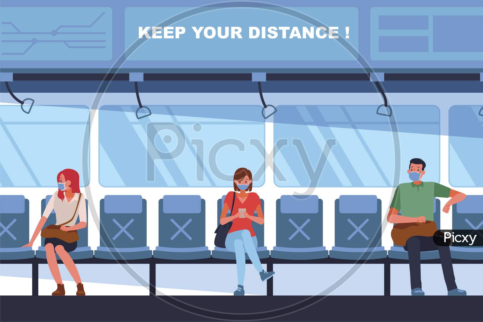 keep your distance in public transport for covid-19 corona virus